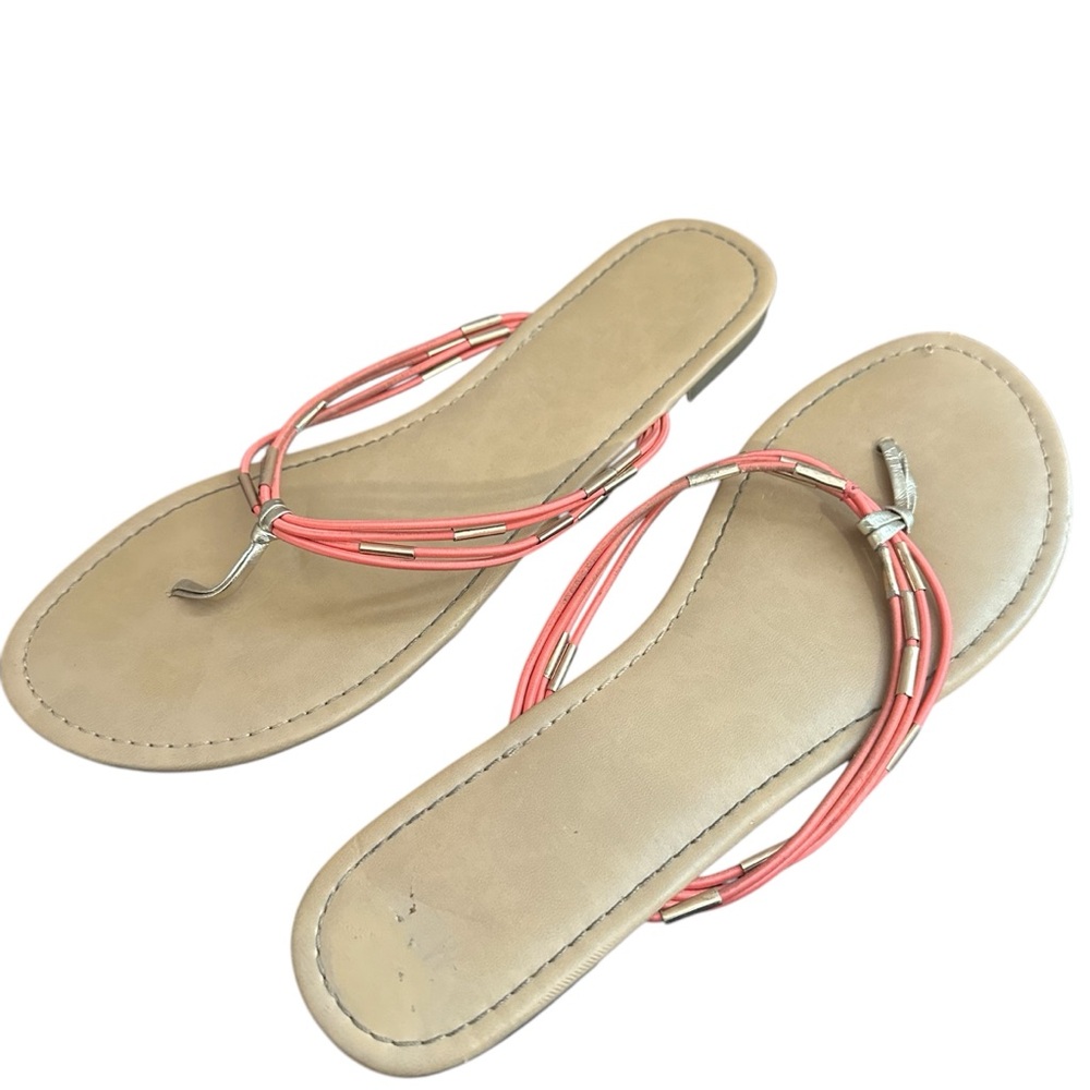 Mix No. 6 Coral with Gold Strapped Flip Flops